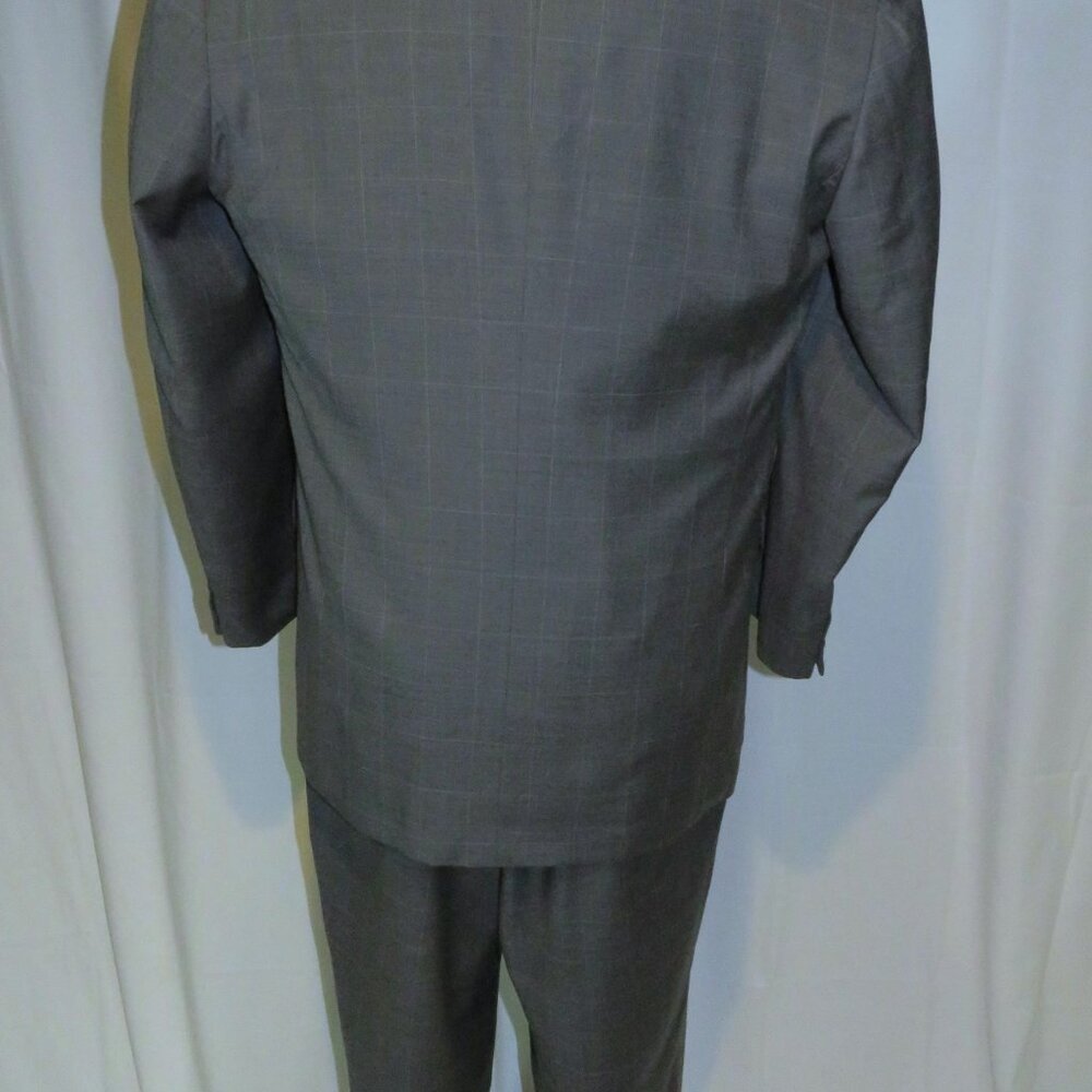St. Saint Andrews Super 160 Gray Windowpane Plaid Two Button Suit 44R - Picture 3 of 16